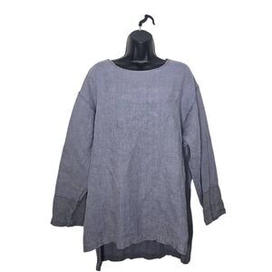 Vintage Saga 100% Linen Shirt Size Small Oversized Boxy